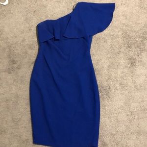 Royal blue one shoulder cocktail dress